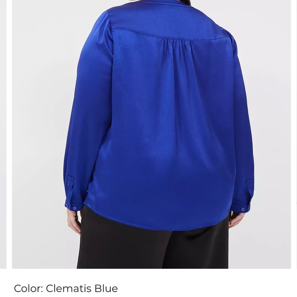 LANE BRYANT SATIN BLUE BLOUSE - Picture 2 of 4